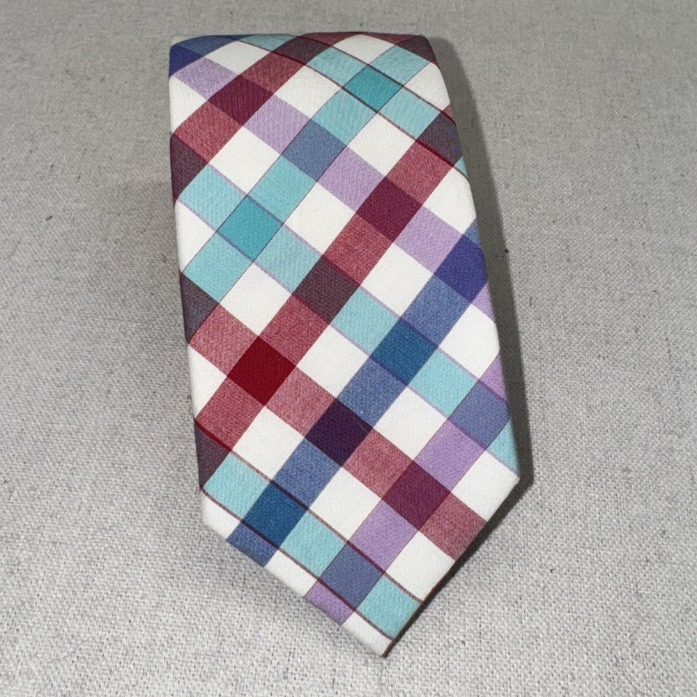Tommy Hilfiger Plaid Tie Mens OS Multi-Color Cotton Preppy Classic Checkered